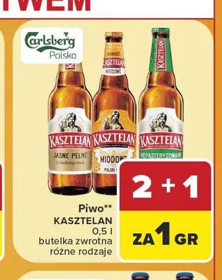 Piwo Kasztelan Jasne Pełne promocja w Carrefour