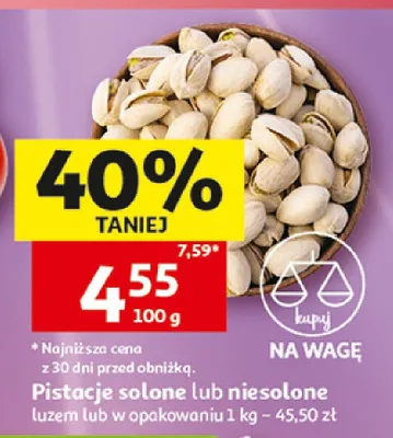 Pistacje niesolone promocja w Auchan