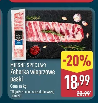 Żeberka wieprzowe paski Mięsne Specjały promocja w Aldi