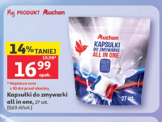 Kapsułki do zmywarki all in one Auchan promocja w Auchan