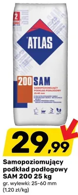 Samopoziomujący podkład podłogowy Atlas SAM 200 25kg gr. wylewki 25-60mm promocja w Bricomarche
