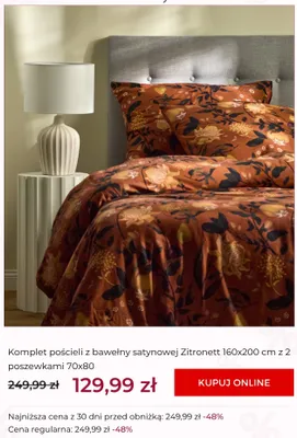 Komplet pościeli z bawełny satynowej Zitronett 160x200 cm z 2 poszewkami 70x80 cm home&you promocja w home&you