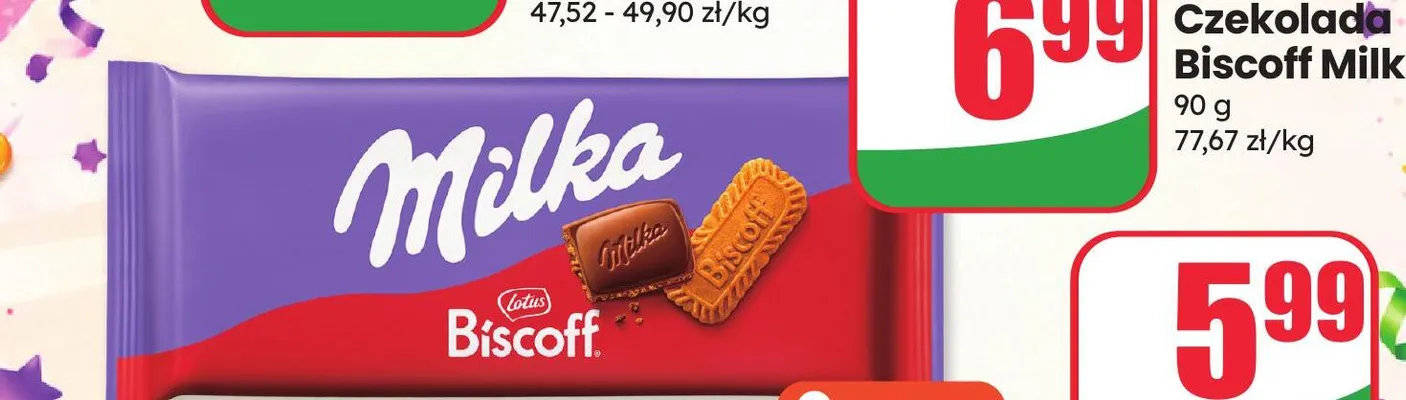 Czekolada Biscoff Milka promocja w Dino