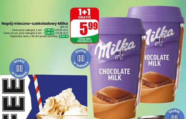 Napój mleczno-czekoladowy Milka promocja w Dino