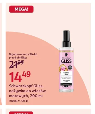 Odżywka do włosów matowych Schwarzkopf Gliss promocja w Rossmann