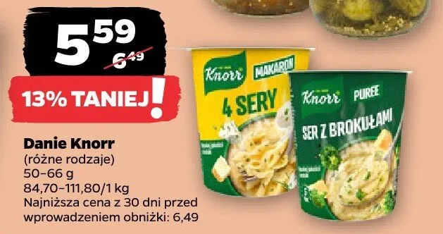 Danie różne rodzaje Knorr promocja w Netto