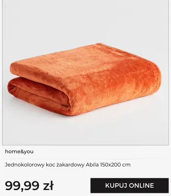 Jednokolorowy koc żakardowy Abila 150x200 cm home & you Home&You promocja w home&you
