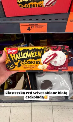 Ciastka Bergen Halloween Cookies White Chocolate Red Velvet promocja w Biedronka