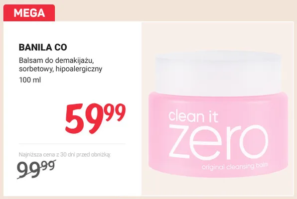 Balsam do demakijażu sorbetowy hipoalergiczny BANILA CO promocja w Rossmann
