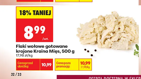 Flaki wołowe gotowane krojone Kraina Mięs promocja w Biedronka