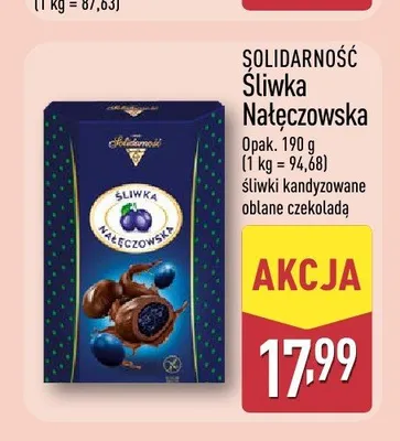 Śliwka Nałęczowska śliwki kandyzowane oblane czekoladą promocja w Aldi
