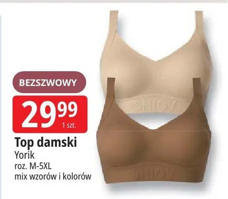 Top damski Yorik bezszwowy roz. M-5XL mix wzorów i kolorów promocja w Leclerc