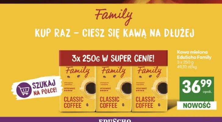 Kawa mielona Eduscho Family Classic Coffee 3-pak promocja w Delikatesy Centrum