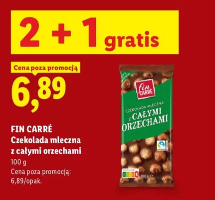 Czekolada mleczna z całymi orzechami Fin Carré promocja w Lidl