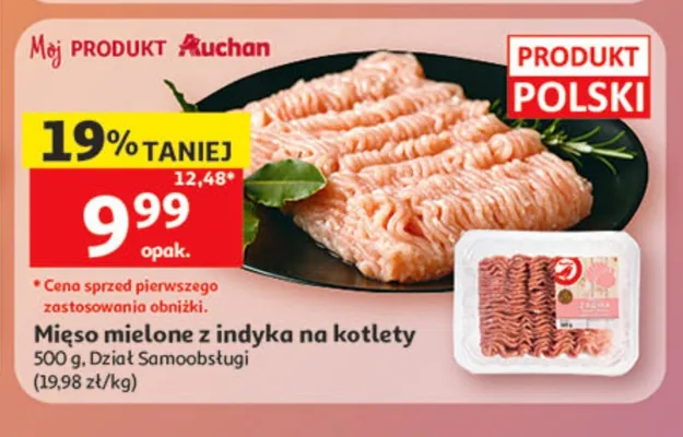 Mięso mielone z indyka na kotlety Auchan promocja w Auchan