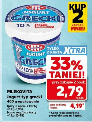 Jogurt typ grecki Mlekovita promocja w Kaufland