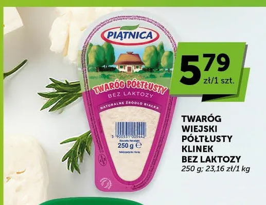 Twaróg wiejski półtłusty klinek bez laktozy Piątnica promocja w ABC