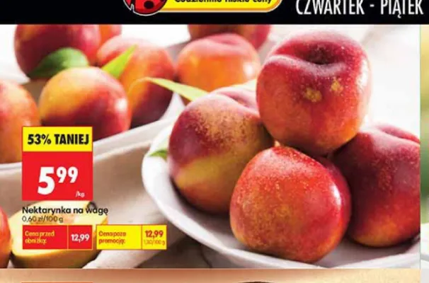 Nektarynki na wagę promocja w Biedronka