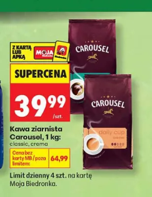 Kawa ziarnista Carousel Daily Cup Classic promocja w Biedronka