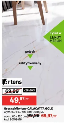 Gres szkliwiony CALACATTA GOLD promocja w Leroy Merlin