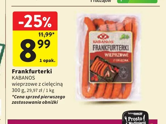 Frankfurterki wieprzowe z cielęciną Kabanos promocja w Intermarche