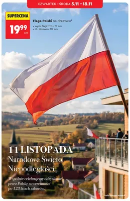 Flaga Polski na drzewcu promocja w Biedronka
