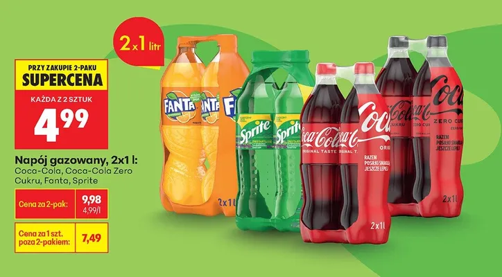 Napój gazowany Coca-Cola Original Taste 2-pak promocja w Biedronka