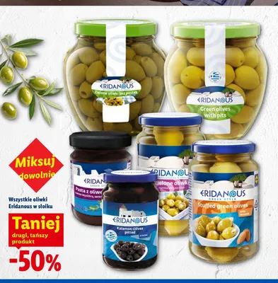Zielone oliwki nadziewane migdałami Eridanous promocja w Lidl