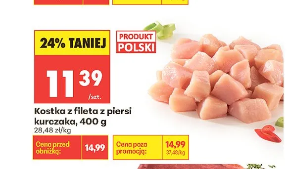 Kostka z fileta z piersi kurczaka promocja w Biedronka