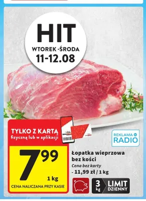 Łopatka wieprzowa bez kości promocja w Intermarche