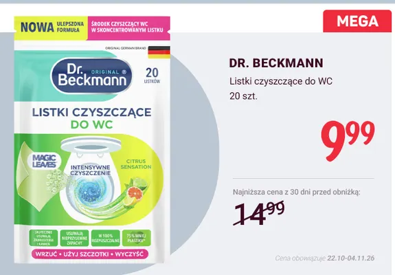 Listki czyszczące do WC Dr. Beckmann promocja w Rossmann