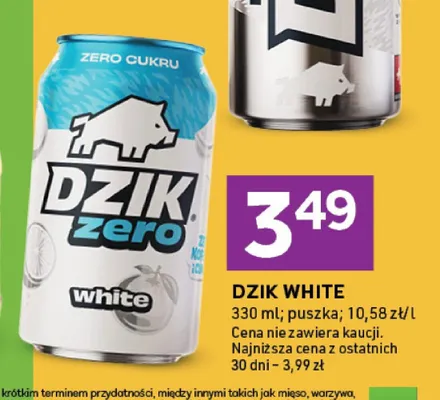 Napój energetyczny Dzik White Zero promocja w Stokrotka