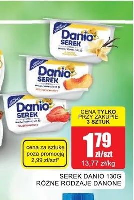 Serek homogenizowany Danio waniliowy Danone promocja w Bingo