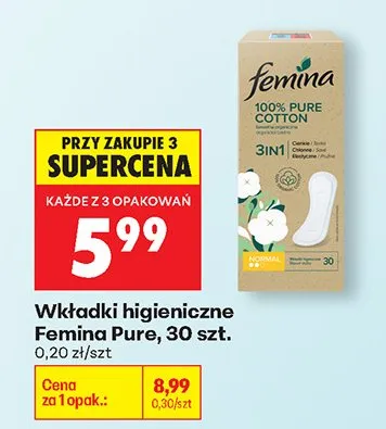 Wkładki higieniczne Pure 3in1 promocja w Biedronka
