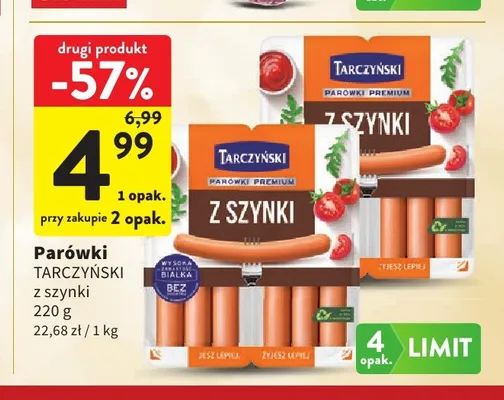 Parówki z szynki Tarczyński promocja w Intermarche
