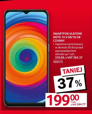 Smartfon Ulefone Note 14 3 GB/16 Gb czarny promocja w Selgros