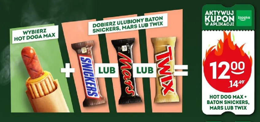 Zestaw Hot Dog Max i Baton Snickers promocja w Żabka