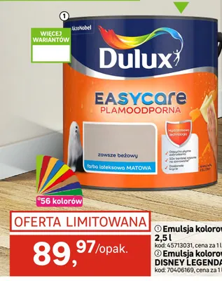 Emulsja kolorowa Dulux EasyCare promocja w Leroy Merlin
