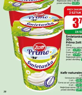 Śmietanka Primo Zott 30% promocja w Dino