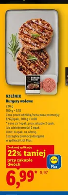 Burgery wołowe Rzeźnik promocja w Lidl
