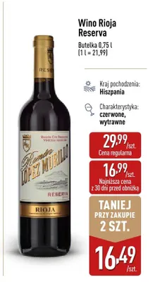 Wino Rioja Reserva promocja w Aldi