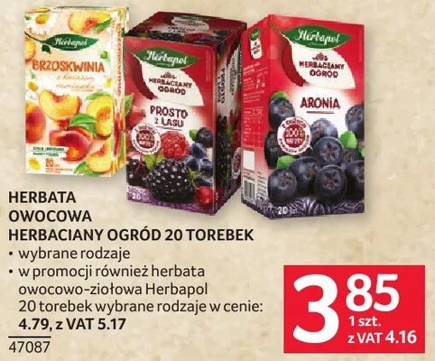 Herbata owocowa Herciany Ogród 20 torebek wybrane rodzaje promocja w Selgros