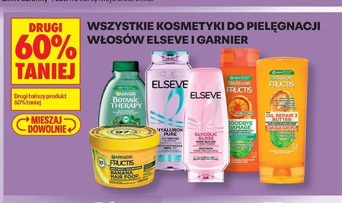 Kosmetyki do pielęgnacji włosów Elseve i Garnier promocja w Biedronka