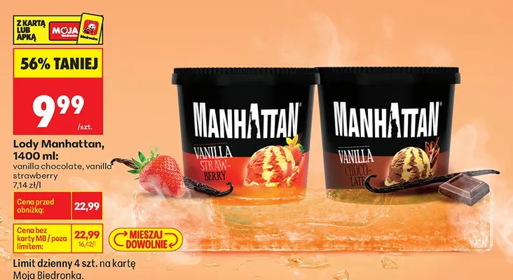 Lody Manhattan vanilla chocolate promocja w Biedronka