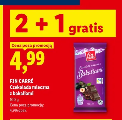 Czekolada mleczna z bakaliami Fin Carré promocja w Lidl