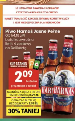 Piwo Harnaś promocja w Delikatesy Centrum