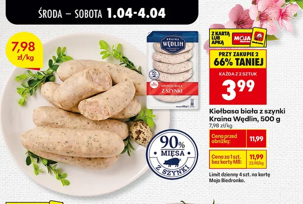 Kiełbasa biała z szynki promocja w Biedronka