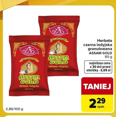 Herbata czarna indyjska granulowana Assam Gold promocja w Carrefour Market