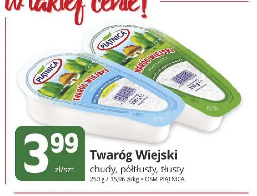 Twaróg Wiejski tłusty Piątnica promocja w Marketvita