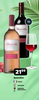 Wino czerwone Beauvillon półwytrawne promocja w Netto